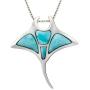 Aloha Jewelry Company Sterling Silver Natural Larimar Manta Ray Pendant with 18'' Box Chain