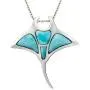 Aloha Jewelry Company Sterling Silver Natural Larimar Manta Ray Pendant with 18'' Box Chain Aloha Jewelry Company Sterling Silver Natural Larimar Manta Ray Pendant with 18'' Box Chain