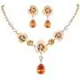 EVER FAITH Womens Zircon Crystal Enamel 3 Flowers Tear Drop Necklace Earrings Set Gold-Tone EVER FAITH Womens Zircon Crystal Enamel 3 Flowers Tear Drop Necklace Earrings Set Gold-Tone