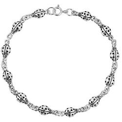AeraVida Cute and Charming Ladybug .925 Sterling Silver Link Bracelet