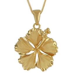 Sterling Silver 23mm Hibiscus Pendant Necklace, 16+2'' Extender