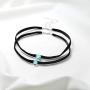 VIKI LYNN Black Velvet Choker Necklace Adjustable Blue Moonstone Choker Collar Necklace