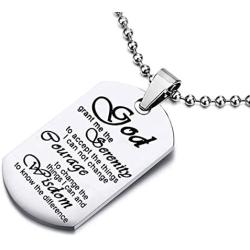 Zuo Bao God Grant Me The Serenity Prayer Quote Dog Tag Keyring Christian Religious Jewelry for Friend Family Member