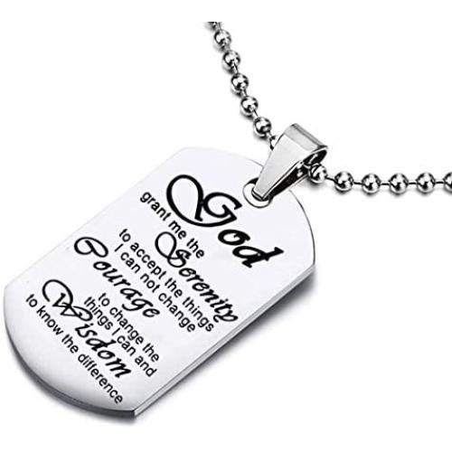 Zuo Bao Meaningful Words Hand Stamped Stainless Steel Dog Tag Pendant Necklace Inspirational Gifts