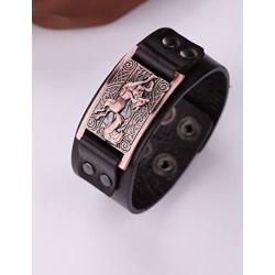 Dawapara Vintage Fenrir Nordic Wolf Celtic Knot Metal Cuff Bracelet Spiritual Animal Jewelry for Men/Women Gift
