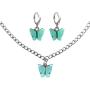 Color Butterfly Earring Ear Clip Ear Stud Necklace Set Acrylic Woman Girl Fashion Jewelry Valentine Gift Birthday Gift Party Gift (Light Blue Butterfly Necklace)