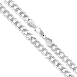 Mens Sterling Silver Flat Curb Chain 5.2mm-14.8mm Solid 925 Italy Link Necklace