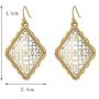 Allison Rose Atelier Womens Two Tone Dangle 1.5” Rounded Diamond shape Moroccan Filigree Earrings - Boho Fashion Statement Teardrop Earrings for Women