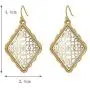 Allison Rose Atelier Womens Two Tone Dangle 1.5” Rounded Diamond shape Moroccan Filigree Earrings - Boho Fashion Statement Teardrop Earrings for Women