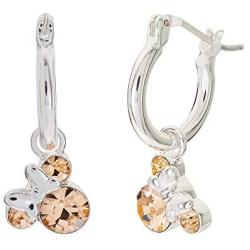 Disney Minnie Mouse Birthstone Jewelry for Women and Girls, Minnie Mouse Crystal Hoop Earrings