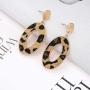 HEIDKRUEGER Leopard Drop Earrings Geometric Faux Leather Hoop Dangle Earring Statement Animal Print Stud Earring for Women