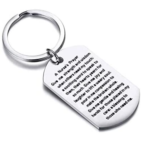 HOLLP Nurse Prayer Gift A Nurses Prayer Jewelry Nurse Graduation Gift Nurse Birthday Gift Nursing Student Gift Dog Tag Keychain
