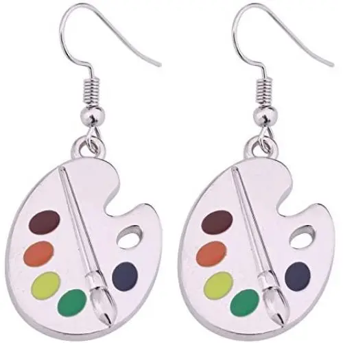 Artist Paint Palette and Brush Enamel Pendant Earrings Zinc Alloy Dangle Drop Earrings Delicate Gift for Painter Artists Women Girls Artist Paint Palette and Brush Enamel Pendant Earrings Zinc Alloy Dangle Drop Earrings Delicate Gift for Painter Artists Women Girls