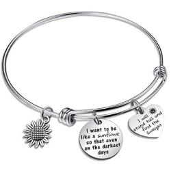 TOGON Sunflower Charm Keychain I Want to Be Like a Sunflower Inspirational Gift for Women Girls Encourage Keyring Sunflower Jewelry Inspiring Gift
