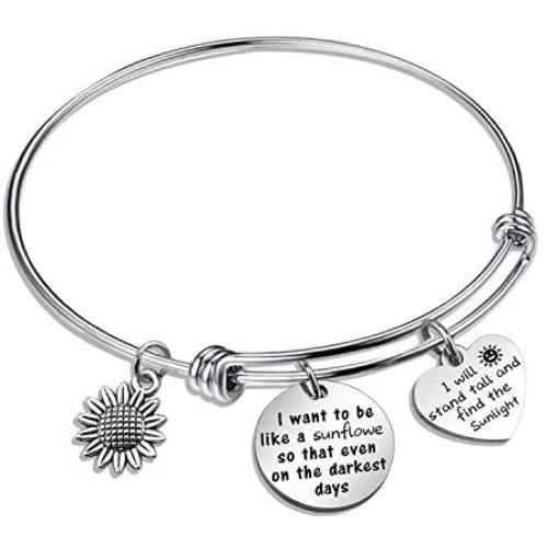 TOGON Sunflower Charm Keychain I Want to Be Like a Sunflower Inspirational Gift for Women Girls Encourage Keyring Sunflower Jewelry Inspiring Gift