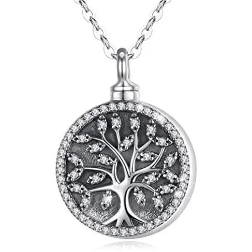 Eusense Cremation Necklace for Ashes Sterling Silver, Tree of Life Pendant Urn Necklaces Jewelry for Human Ashes for Women Eusense Cremation Necklace for Ashes Sterling Silver, Tree of Life Pendant Urn Necklaces Jewelry for Human Ashes for Women