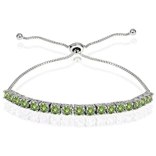 Sterling Silver 3mm Round-cut Bolo Adjustable Bracelet made with Swarovski Crystals