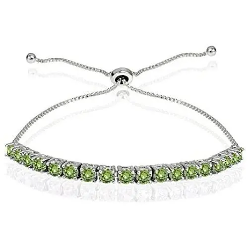 Sterling Silver 3mm Round-cut Bolo Adjustable Bracelet made with Swarovski Crystals Sterling Silver 3mm Round-cut Bolo Adjustable Bracelet made with Swarovski Crystals