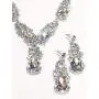 Silver Tone Antique Style Art Deco Clear Crystal Rhinestone Statement Wedding Bridal Prom Chunky Statement Earrings Necklace Gift Set