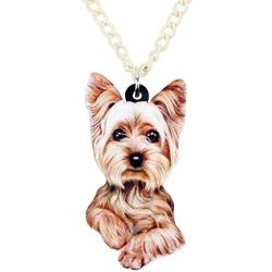 NEWEI Acrylic Sweet Yorkshire Terrier Dog Necklace Chain Pendant Collar Animal Pet Jewelry for Women Gifts Charm