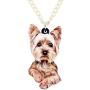 NEWEI Acrylic Sweet Yorkshire Terrier Dog Necklace Chain Pendant Collar Animal Pet Jewelry for Women Gifts Charm