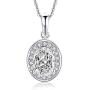 AINUOSHI Oval Cut Rhodium Plated Sterling Silver Cubic Zirconia CZ Halo Anniversary Pendant Necklace