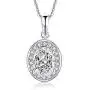 AINUOSHI Oval Cut Rhodium Plated Sterling Silver Cubic Zirconia CZ Halo Anniversary Pendant Necklace AINUOSHI Oval Cut Rhodium Plated Sterling Silver Cubic Zirconia CZ Halo Anniversary Pendant Necklace