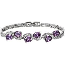 RIZILIA Tennis Bracelet & Oval Cut CZ [6 Colors available] in White Gold Plated, 7''