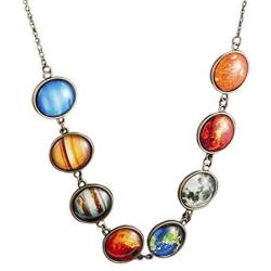 JczR.Y Eight Planets Necklace Pendent Double-Sided Glass Ball Universe Galaxy Solar System Guardian Stars Necklace for Women