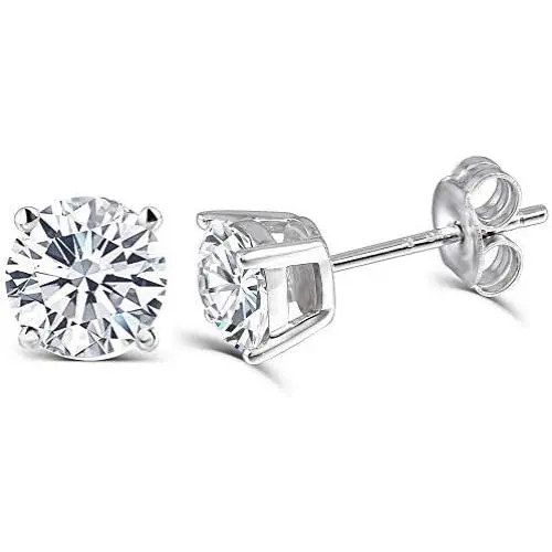 DovEggs 10K White Gold Post 1CTW 5mm Heart Arrows Cut Moissanite Stud Earrings Sterling Silver Push Back for Women DovEggs 10K White Gold Post 1CTW 5mm Heart Arrows Cut Moissanite Stud Earrings Sterling Silver Push Back for Women