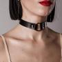 Zoestar Black Leather Choker Necklaces Circle Adjustable Collar Necklace Jewelry for Women (Black)