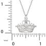 Disney Princess Tiara Sterling Silver Cubic Zirconia Jeweled Crown Necklace 18''