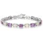 CiNily Adjustable Tennis Bracelet-Oval or Flower Shape White Gold/Sterling Silver Plated Opal Bracelet for Women Girls Gemstone Bracelets