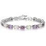 CiNily Adjustable Tennis Bracelet-Oval or Flower Shape White Gold/Sterling Silver Plated Opal Bracelet for Women Girls Gemstone Bracelets