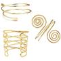 The Woos 3 Pcs Coil Upper Arm Cuff Open Arm Bracelet Gold Tone Adjustable Metal Punk Filigree Swirl Boho Armband Bangle Arm Band Jewelry