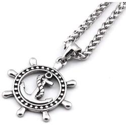 Gungneer Anchor Rudder Necklace Stainless Steel Keel Chain Military Accessories United State Navy Jewelry Men Women