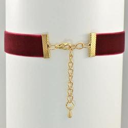 Paialco Wine Red Velvet Belt Gothic Choker Necklace 12-15 Inches