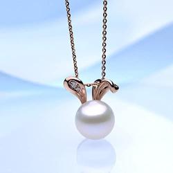 Freshwater Cultured Pearls Cute Animal Rabbit Pendant Delicate Jewelry S925 Sterling Silver Necklace Easter Valentines Day Christmas Anniversary Gift for Girls Women - Rose Gold