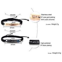 XUANPAI Custom Engraving Handmade Matching Couples Rope Braided ID Relationship Promise Bracelets Set Valentines Day Personalized Gift for Couples Lover