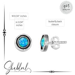 SHABLOOL Earring Sterling Silver 925 With Light Blue Cabochon Opal Gemstone Wellspring Earrings Woman Handmade Jewelry Teen Gift Mothers Day Birthday Beautiful Fine Detailing