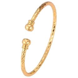 U7 Unisex Simple Cuff Bracelet 18K Real Gold Platinum Plated Fine Bracelets Fashion Jewelry Heart/Crescent Moon/Turquoise/Photo Custom Bangle
