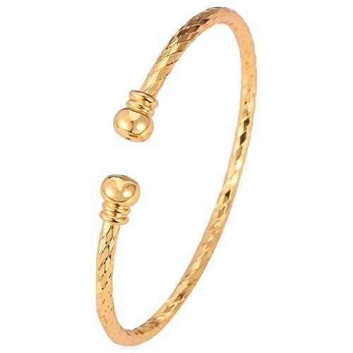 U7 Unisex Simple Cuff Bracelet 18K Real Gold Platinum Plated Fine Bracelets Fashion Jewelry Heart/Crescent Moon/Turquoise/Photo Custom Bangle