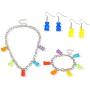 Gummy Bear Necklace Bracelet Set Colorful Multicolor Transparent Resin Bear Earring Cartoon Cute Candy Crazy Aesthetic Pendant Necklace for Girls Women Jewelry