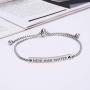 Dainty Personalized Faith Bracelet- MIND OVER MATTER -Inspirational Quotes Adjustable Cuff Jewelry For Women, Ideal Gift for Sisters, Niece, Granddaughter, Female friends