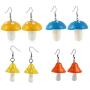 Cute Colorful Mushroom Dangling Earrings Set Handmade Gummy Mushrooms Rainbow Colored 3D Jewelry for Women Girls