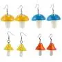 Cute Colorful Mushroom Dangling Earrings Set Handmade Gummy Mushrooms Rainbow Colored 3D Jewelry for Women Girls Cute Colorful Mushroom Dangling Earrings Set Handmade Gummy Mushrooms Rainbow Colored 3D Jewelry for Women Girls