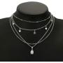 NICEMOVIC Boho Layered Star Tassel Choker Necklace Silver Opal Pendant Necklaces Beach Chain Jewelry for Women and Girls