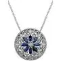 Jewel Zone US 925 Sterling Silver Simulated Blue Sapphire & Natural Diamond Filigree Medallion Pendant Necklace Jewel Zone US 925 Sterling Silver Simulated Blue Sapphire & Natural Diamond Filigree Medallion Pendant Necklace