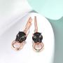 Santuzza Black Panther Spinel Rose Gold 14K Plating Earrings for Women 925 Sterling Silver Leopard Head Earring