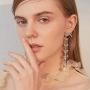 fxmimior Fashion Women Bow Pearls Tassel Long Earrings Lucky Gold Long Chain Drop Dangle Earrings Jewelry for Wedding Party Bar